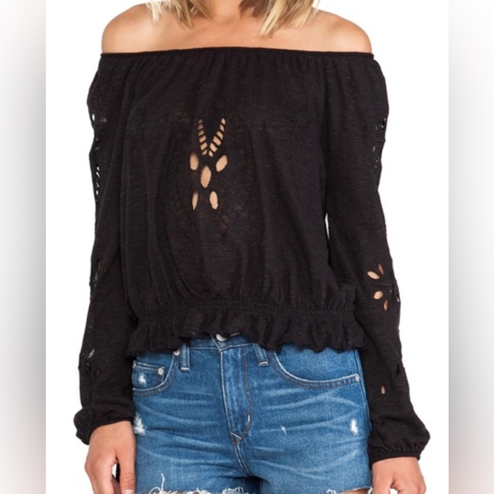 Free People Black Off-Shoulder Top